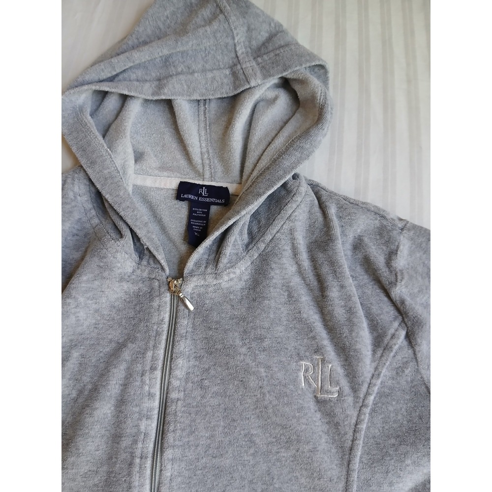 Lauren Ralph Lauren Track Suit Large XL Womens Velour Hooded Jacket Y2k - Picture 3 of 16